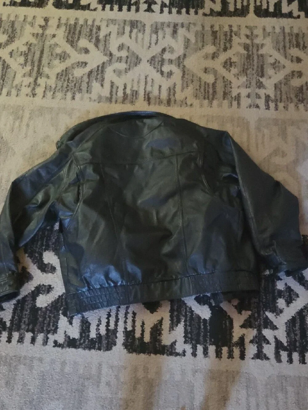 Black Genuine Leather Biker Style Jacket Removable Zip Liner -